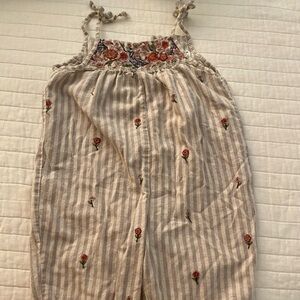 Zara Beige Striped Floral one piece